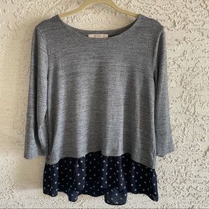 LOFT Blouse Gray and Seashells